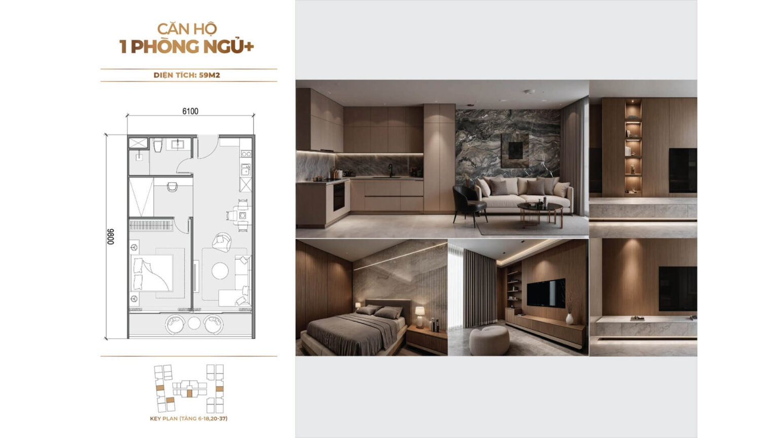 Thiết kế căn hộ 1 phòng ngủ Sunshine Legend City