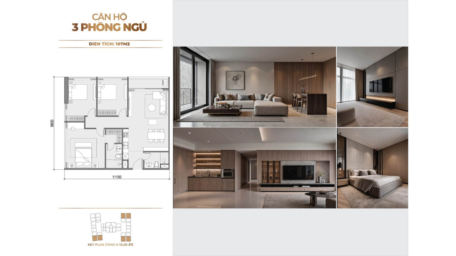 Thiết kế căn hộ 3 phòng ngủ Sunshine Legend City